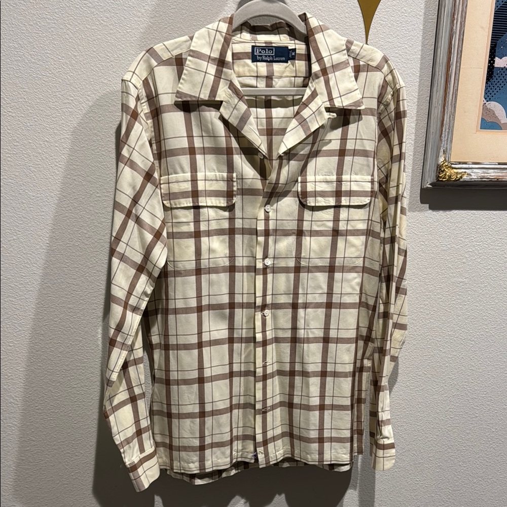 Ralph Lauren Cream and Brown Plaid Shirt